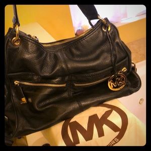 Michael Kors black leather shoulder bag